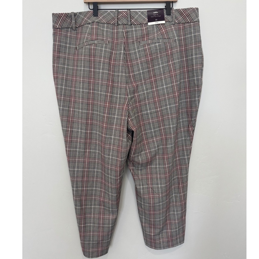 NWT Ava & Viv Plus Size 22 Plaid High Rise Ankle Pants Comfort Stretch Fall Work - Picture 4 of 7